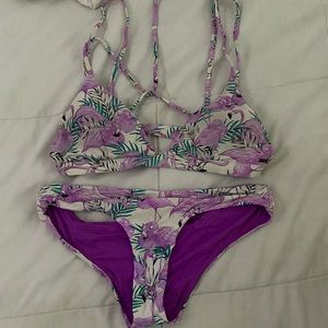 purple flamingo bikini
